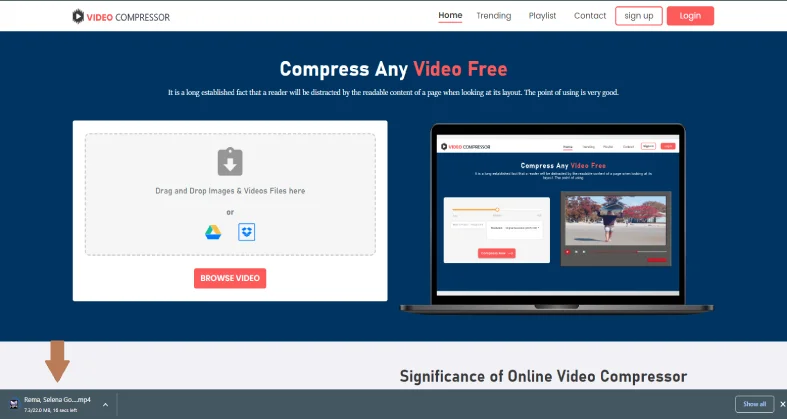 Download your compressed video
